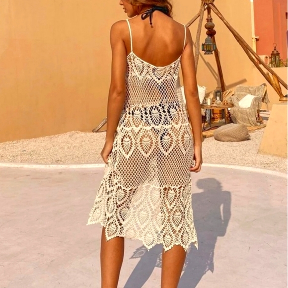 NEW IN PACKAGE! GUIPERE LACE COVER UP APRICOT CREAM TAN ONE SIZE BOHO - Picture 9 of 11